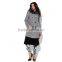 PRETTY STEPS 2015 grey long sleeve Double Breasted Basket Weave women long coat with fur collar