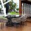 Modern design cane dining table set outdoor rattan coffee table with chair