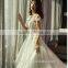 Custom Made Elegant A-line Square Neck Cap Sleeve Floor-length Satin Bridal Gown Modest Wedding Dresses TS25