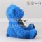Factory price 20cm stuffed blue teddy bear embroidered plush toy with bowtie