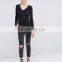 stripe split side top ladies longline long sleeves t shirt