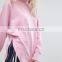 Hotcakes Women Autumn Wear High Neck Pink Sweatshirt With Split Sides