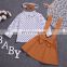 Autumn Newborn Baby Girls Outfit Suit Fashion Long Sleeve Dot Shirt Tops+Suspender Skirts+Headband 3PCS Clothes Set