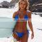Blue Green Pure Color Swimsuit Summer Women Thong Bikini Set Bandage Biquini Feminino 2019 Two Pieces Vintage Beach Bathing Suit