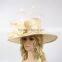 Wholesale Wide Brim Hat Flower With Feather Church Philippine Sinamay Hat Quality Choice