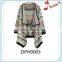Latest design women poncho wholesale knit poncho sweater,Women Cardigan Aztec Jacquard Shawl