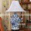 antique blue and white ceramic porcelain table lamp for hotel made in jingdezhen