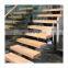 Custom mono stringer glass railing timber tread straight staircases
