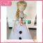 White cartoon long bubble dress girl dress with flower girl dress kid clothes