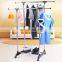 Zhejiang Factory high quality double pole standing shoes tower stainless steel wooden metal cloth rack stand