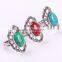 Fashion rhodium silver jewelry big ring with turquoise stone indian ring