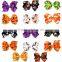 Hot-sales kids Halloween ribbon hair bows large pretty boutique Halloween hair bow for girls CB-3677