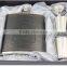 High Quality 7oz Black Leather Hip Flask Stainless Steel Whiskey Flask Gifts Set