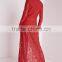 High quality plunge lace maxi evening dress red