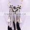 Bohemian women jewelry 18k gold multilayer bead tassel feather necklace NK-1013