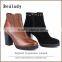 Wholesale fashion sheep suede leather 8cm high heel ankle boots