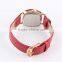 Chinese wholesale red color leather strap bracelet watches