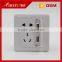 UK type 2 gang 3 pin usb single pole double pole 13A wall switched socket