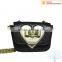 Heart shape pu cross body handbag with metal bowknot jewelry