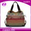 mixed color strip pattern vintage durable outdoor women canvas shoulder bag