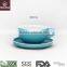 H4889 cyan glaze outside hot sale oem coffee cup and saucer logo