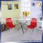 10 mm glass dining table with round recline legs