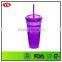 20 oz promotional double wall plastic bling tumblers with straw