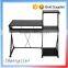 Rectangular black screen tempered glass top computer desk with small drawer