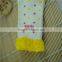hot sale girls cotten socks factory custom white color , red and yellow drop style colorful