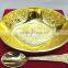 Promotional gift, corporate gift, beautiful wedding gift gold plated brass bowl spoon set
