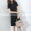 Guangzhou Oem Clothing White Pearl Embellishment Dresses Short Sleeve Black Slim Dress