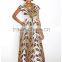 White Peacock Feathers African Print Patterns Faux Wrap Maxi Dress African Dashiki HSd5030