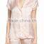 MGOO Plain Satin Pajamas Set Women Pyjama Set With Private Label White Piping Two Pieces Nightwear