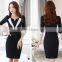 Wholesale Fashion Spring Knee Length 3/4 Sleeve Latest women formal office Dresses