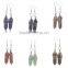 Silver Wire Wrapped Hexagon Prism Amethyst Natural Stone Drop Earrings
