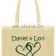 Double Heart Design Wedding Favor Gift Bags Canvas Shopping Tote Bags