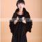 Fashion knit shawl real mink fur knitted phocho fur shawl women winter