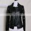 Classical black zipper cheap faux leather jacket