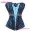 Sexy Blue Overbust Corset Lady Lingerie Lace Bustier Crop