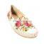 ladies girls flower canvas linen walking flat shoes