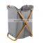 Collapsible Laundry Hamper, Butterfly Bamboo X Frame Laundry Baskets with Removable Mesh Laundry Bags Handles