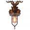 Nordic Decorative Antlers Antique Rustic Country Village Led Deer Head Resin Crystal Glass Wall Mount Lamp Light for Bars Hotel