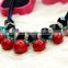Wholesale price stocks leather chain necklace beautiful resin pendant necklace