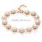 Elegant chain link stone bead fake pearl bracelet wholesale