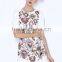 2015 Newest Brand Name Runway Style Fashion Jacquard Beaded Diamond Print White Short Sleeve Short Dress For Women