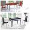 best price black simple glass dining table 6 chairs set factory sell directly YY6                        
                                                Quality Choice