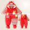 2016 Hottest Long sleeve baby printed winter and spring flannel hooked rompers set for baby girls