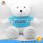 good quality plush white teddy bear toy with blue embroidery t-shirt                        
                                                Quality Choice
