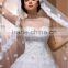 French designe Ball Gown Wedding Dress / Gown Embroided with flowers and Crystal High Quality Mesh