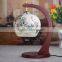 China porcelain white ball with wood C frame design desk lamp